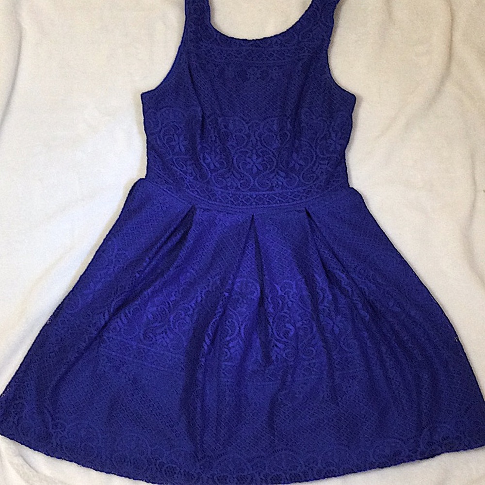 B Darlin Royal Blue Lace Midi Dress - Picture 10 of 10